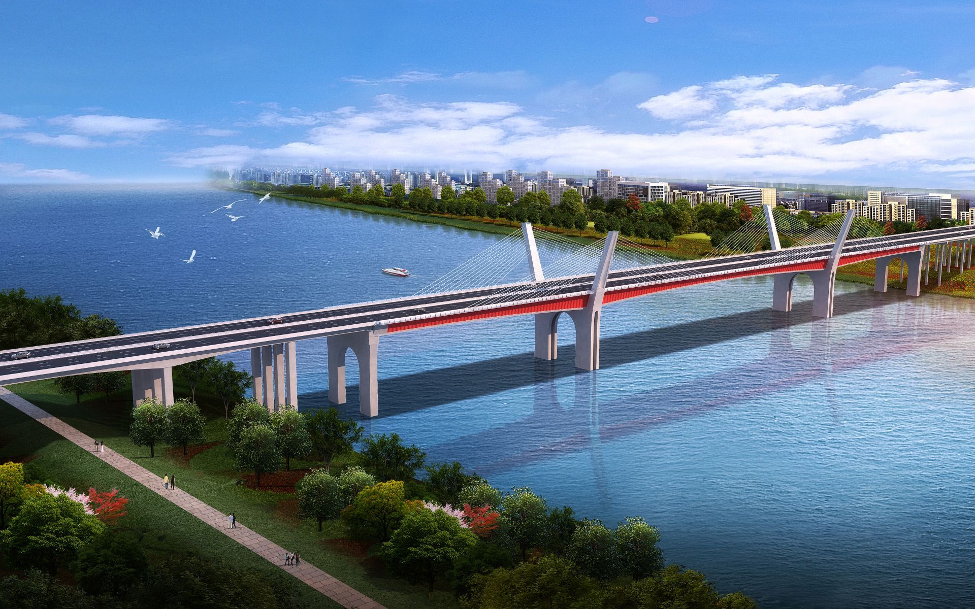 s313淮河特大桥建设正酣