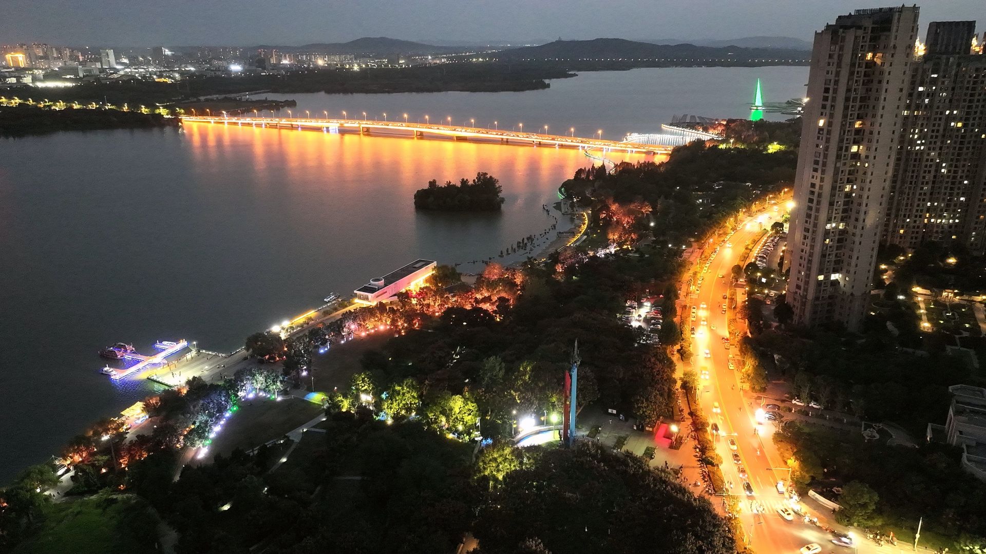 航拍国庆蚌埠夜景